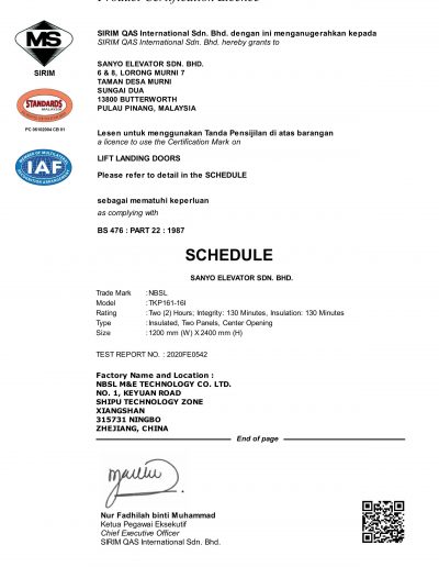 SIRIM Product Certification Licence